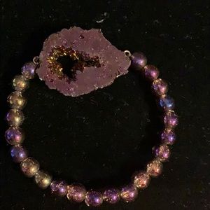 Violet/Magenta Druzy Stretch Bracelet